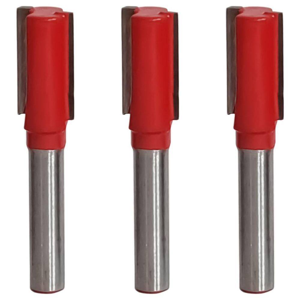 Kit 3 Fresa Reta Paralela 10Mm Haste 6Mm Metal Duro Tupia