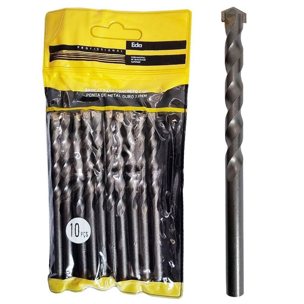 Brocas 7mm Vídea para Concreto 10 Unidades Eda Profissional