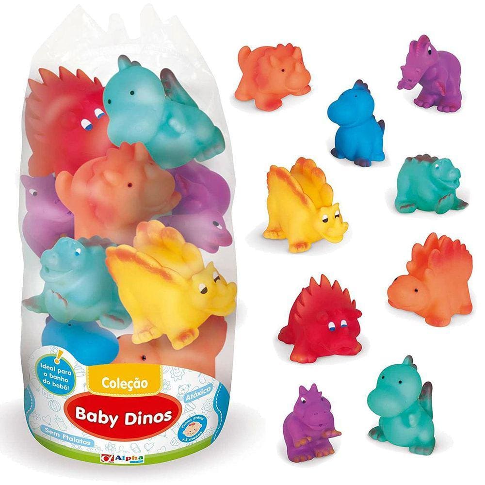 Brinquedos Para Banho Bebê Dinossauros De Vinil - 9 Peças