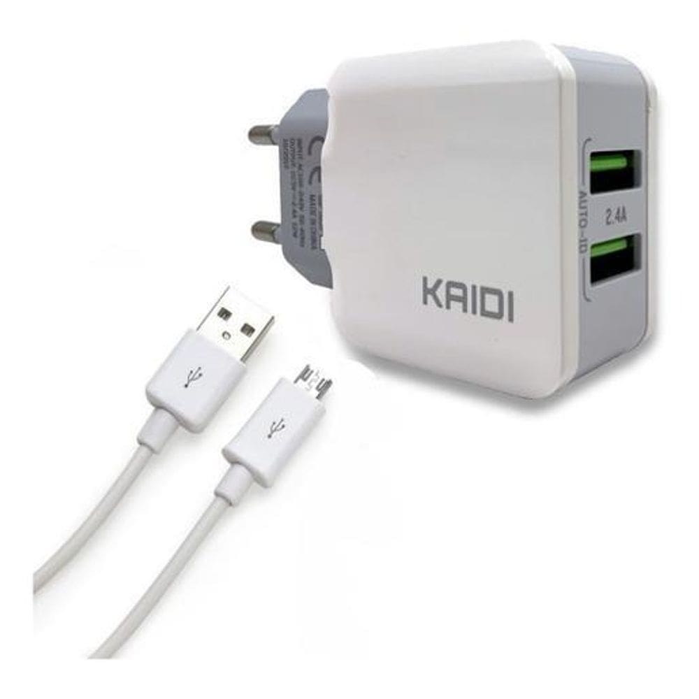 Carregador Celular Tablet 2 Usb Kaidi Kd-301s - Branco