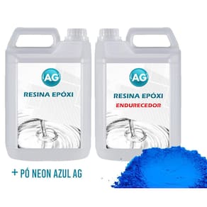 Resina Epóxi 1Kg + Pó Neon Azul Ag Baixa Espessura 1Mm A 1Cm