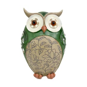 Enfeite Escultura Decorativa Coruja Verde 18Cm