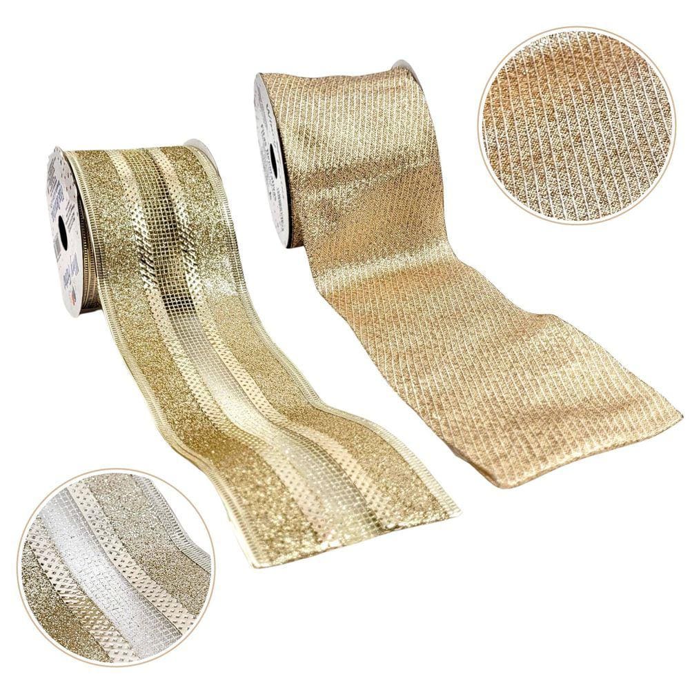 Fita Dourada Natalina 6,3Cmx2,7M Natal Decorativa Kit 2Pc