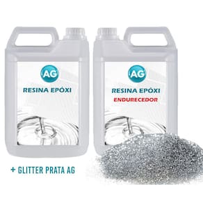 Resina Epóxi 1Kg + Glitter Prata Ag Baixa Espessura 1Mm A 1C