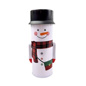 Lata Natalina De Metal 25X8Cm Pote Chapéu Boneco De Neve