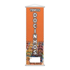 Banner Temos Docinhos Festa Brigadeiro Preço 100X30Cm