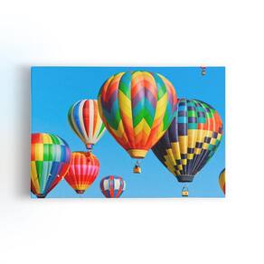 Balonismo Balão Colorido Céu Azul Quadro Canvas 60X40Cm