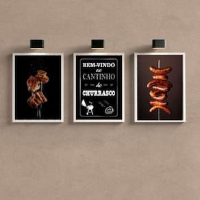 Kit 3 Quadros Cantinho Churrasco- Fotografias 33X24Cm