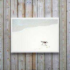 Quadro Decorativo Minimalista- Mar Pássaro Branco 33X24Cm