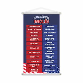 Expressões Em Inglês Banner Escolar Pedagógico 80X50Cm