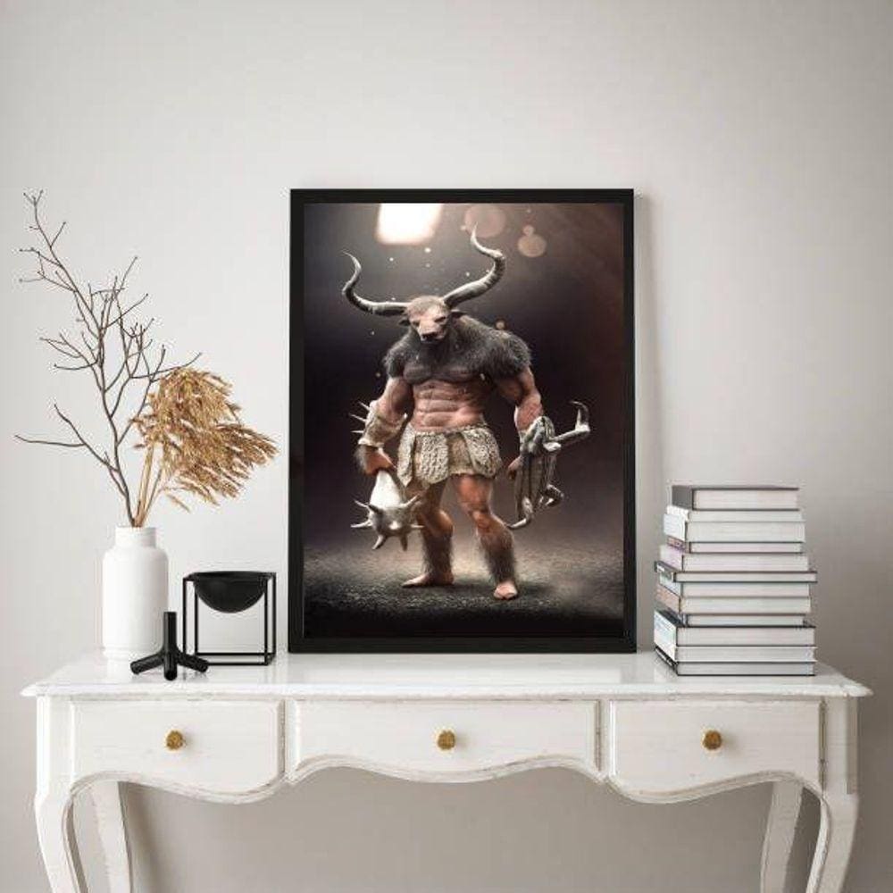 Quadro Decorativo Minotauro 24X18Cm - Com Vidro