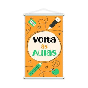 Volta Às Aulas Banner Amarelo Escolar Pedagógico 80X50Cm
