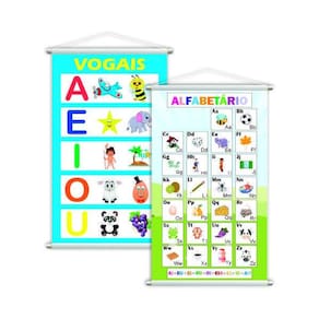 Vogais + Alfabetário Língua Portuguesa Kit 2 Banners Grande