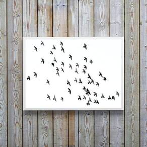Quadro Decorativo Minimalista Pássaros Voando 24X18Cm Vidro