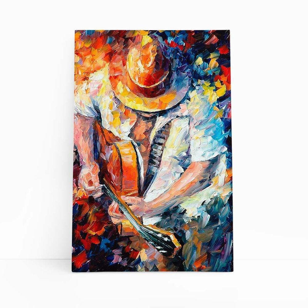 Quadro Canvas Homem Tocando Violão Arte Colorido 60X40Cm