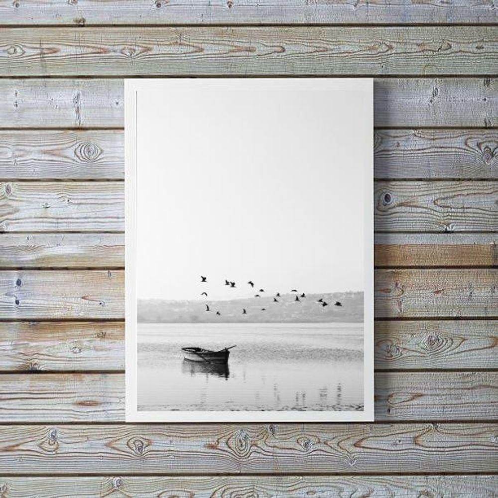 Quadro Decorativo Minimalista Fotografia Lago 24X18Cm