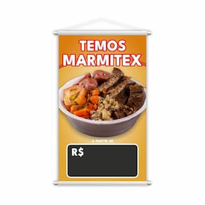 Banner Temos Marmitex Preço Fundo Preto Comida Lona Grande