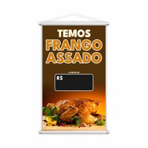 Banner Temos Frango Assado Preço Fundo Preto 60X40Cm