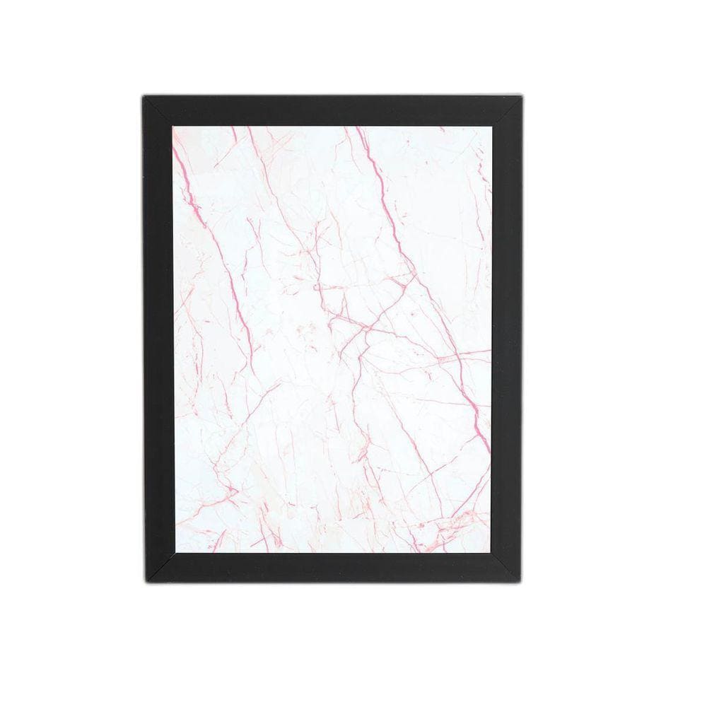 Quadro Mármore Branco E Rosa Colorido Moldura Preta 60X40Cm