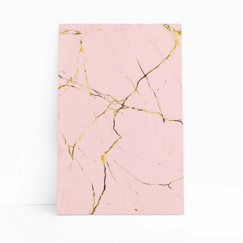 Quadro Canvas Mármore Dourado E Rose Decorativo 60X40Cm