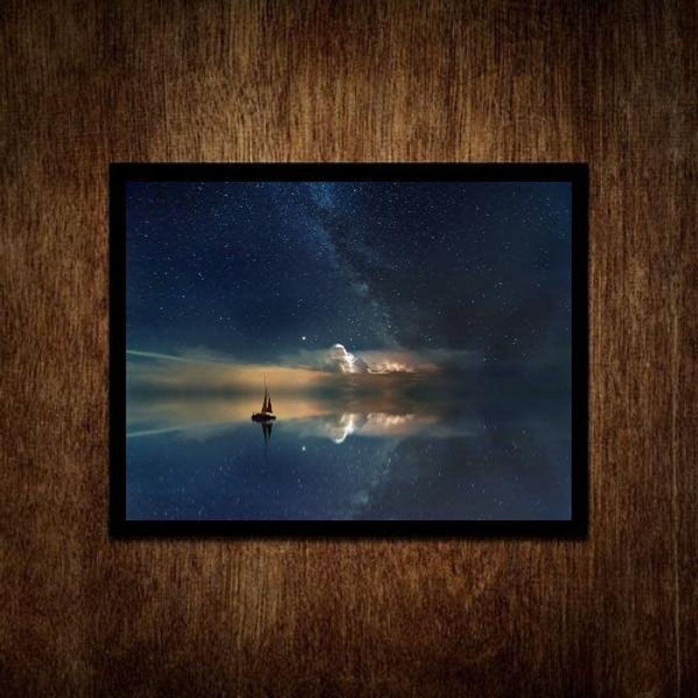 Quadro Decorativo Barco A Deriva- Céu Estrelado 24X18Cm