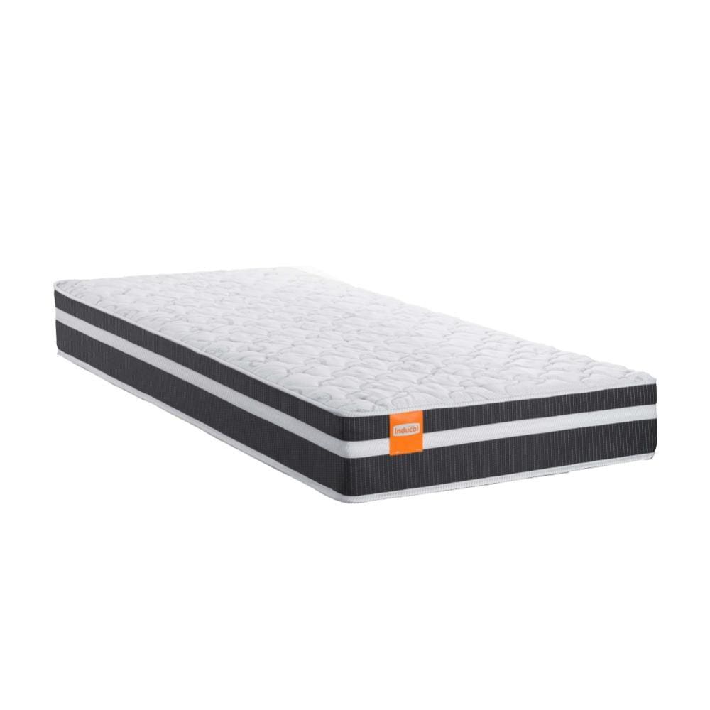 Colchão Solteiro Molas Qatar 88x188x22cm Branco / Chumbo - Suporta até 200Kg Por Pessoa