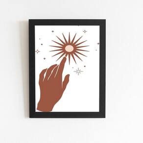 Sol Astros Arte Minimalista Quadro Moldura Preta 60X40Cm