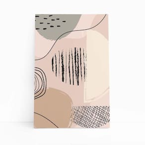 Quadro Abstrato Arte Bege Minimalista Canvas 60X40Cm