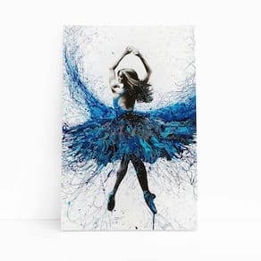 Quadro Canvas Mulher Vestido Azul Arte Abstrato 60X40Cm