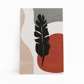 Quadro Canvas Folha Silhueta Planta Minimalista 60X40Cm