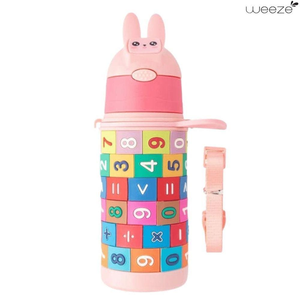 Garrafa Térmica Infantil Aço Inox Com Canudo E Números 350Ml