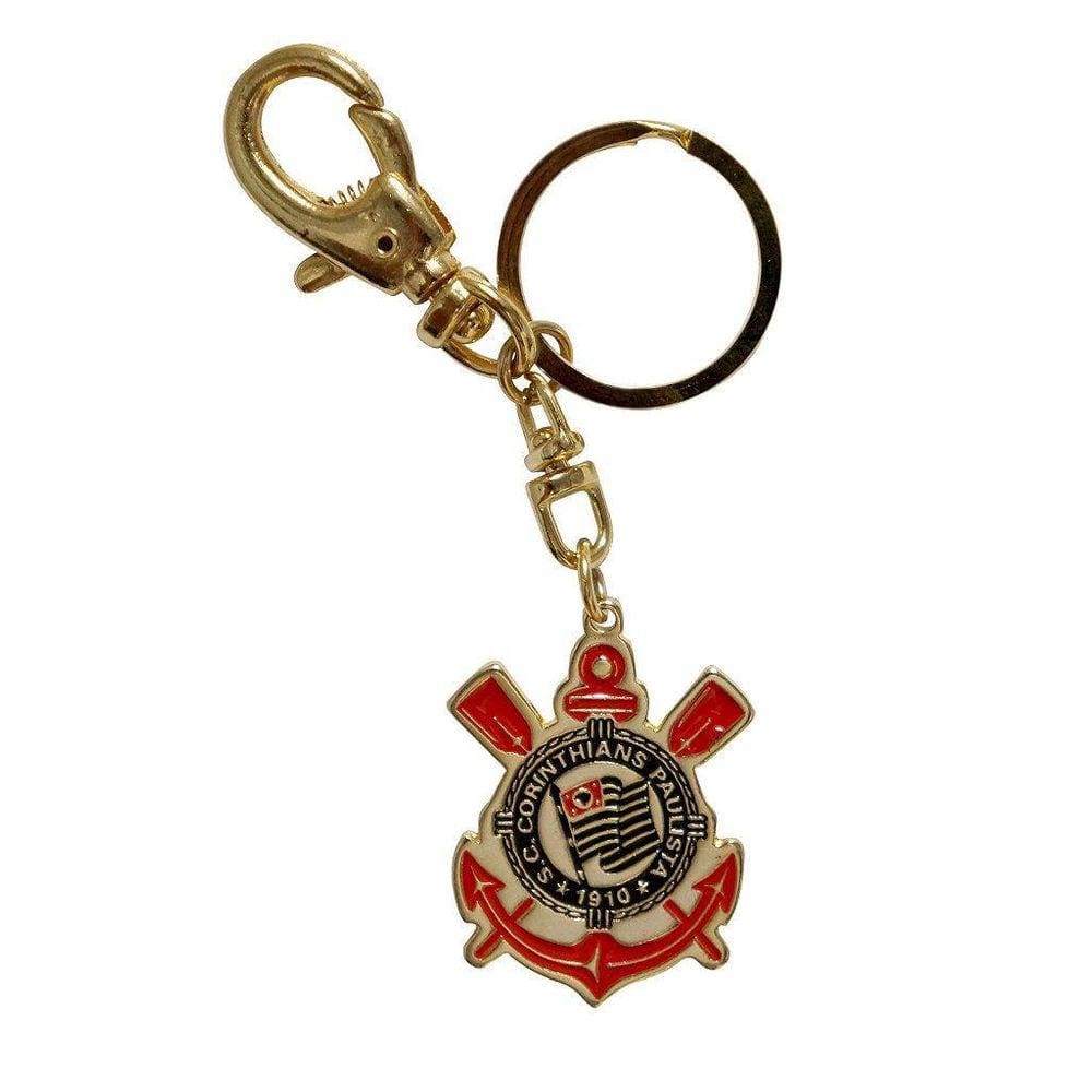 Chaveiro Corinthians Metal Brasão Ouro Com Mosquetão Oficial