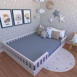 Cama Infantil Montessoriana Casal Cori Yescasa Branco/Cinza Cristal