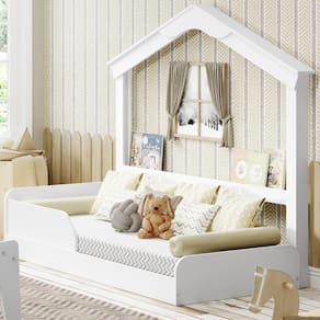 Cama Montessoriana Infantil Montessoriana Casinha Porta Livros Movelbras Branco