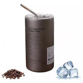 Copo Térmico Garrafa Com Canudo Inox E Tampa 370Ml
