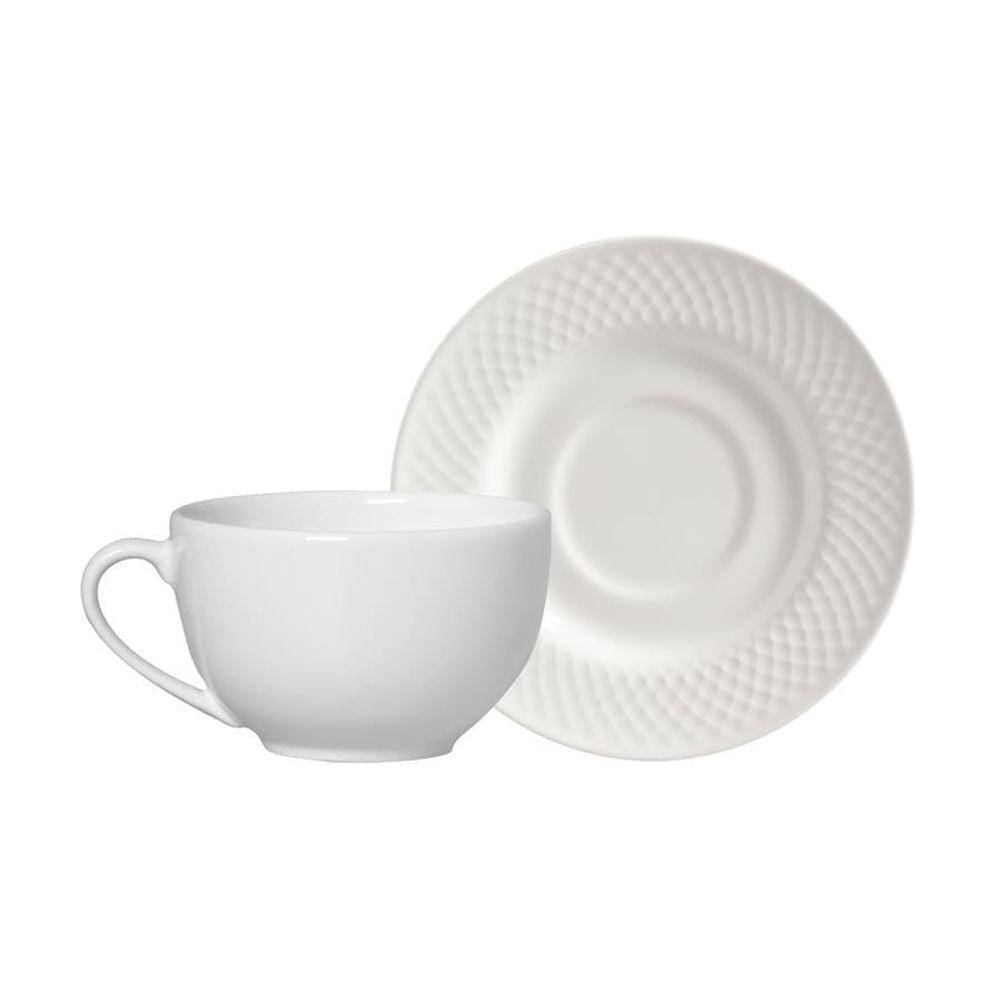 Xícaras de Chá Alleanza Cerâmica Branca 250ml - 6 Unidades