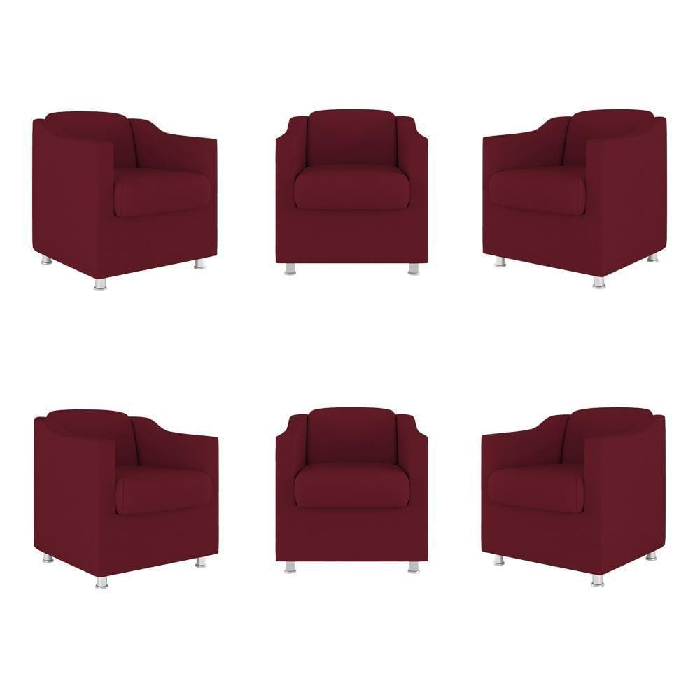 Kit 6 Poltronas Decorativas Reforçada Consultório Sala Suede