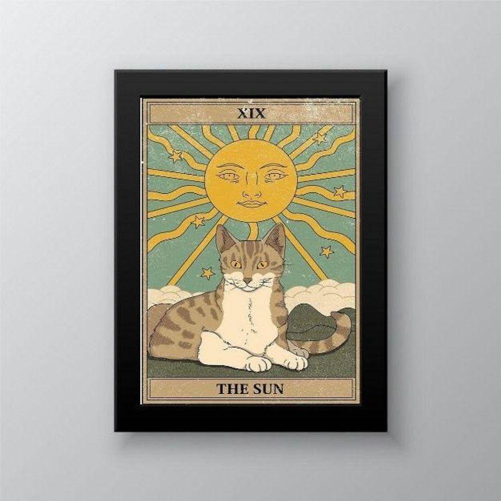 Quadro Decorativo Tarot Sol Gato 24x18cm