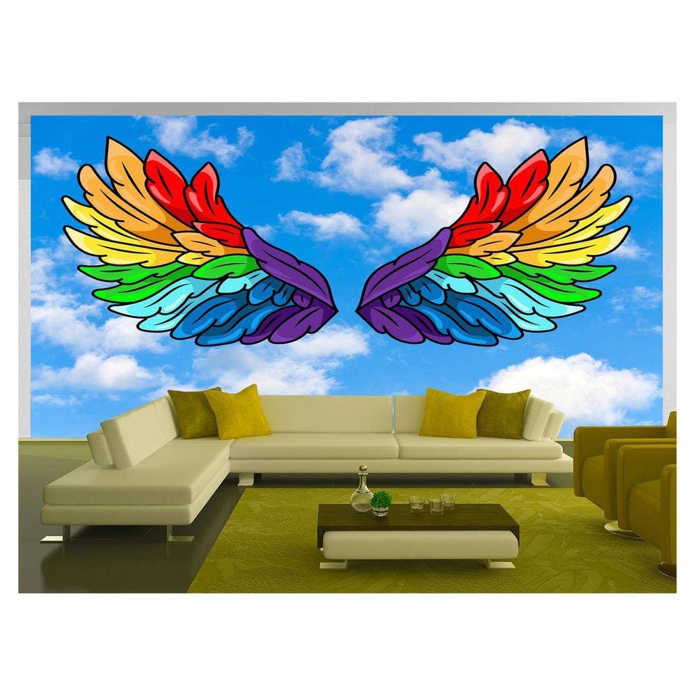 Papel De Parede 3D Arte Asas Selfie Insta Cores 3,5M Tra311