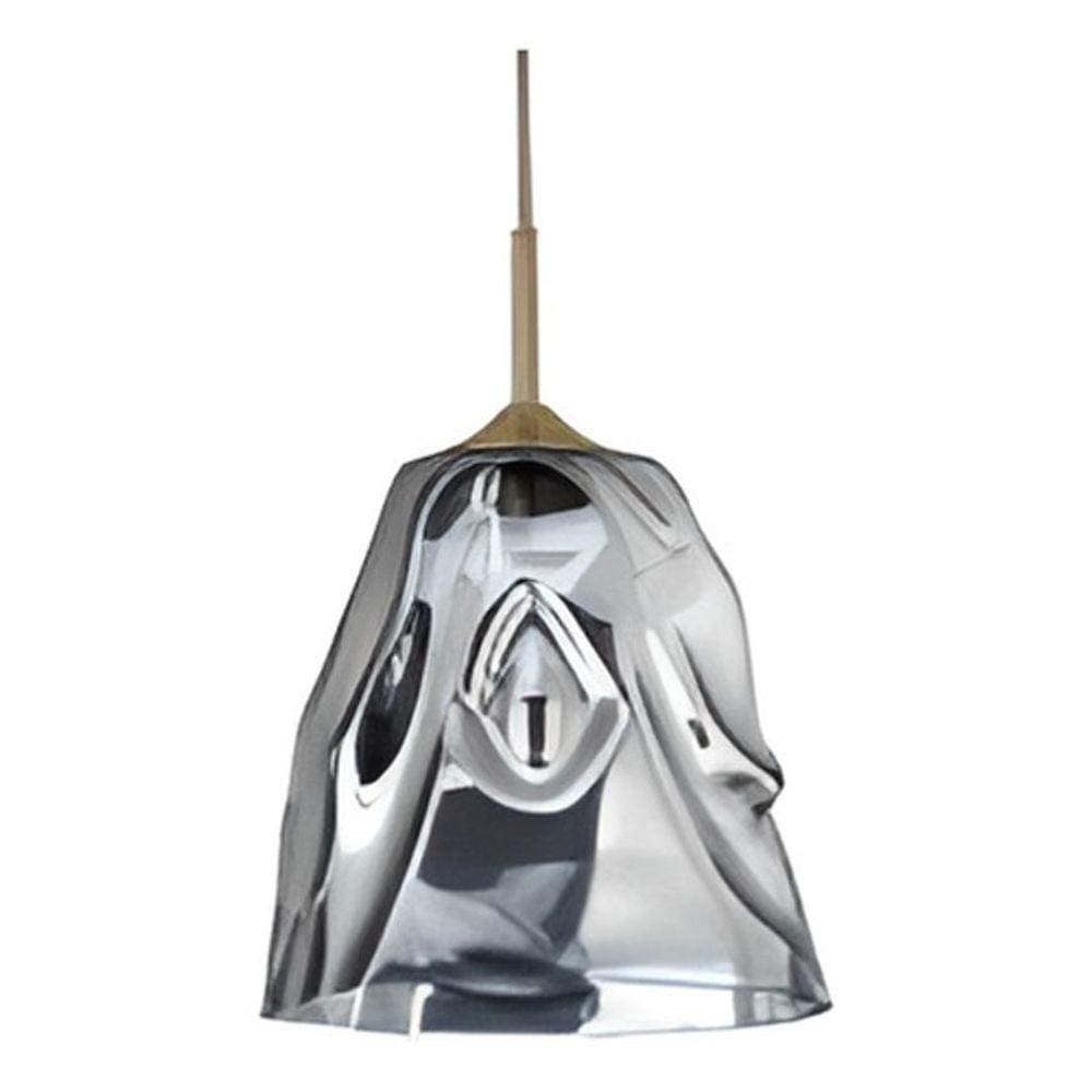 Lustre Pendente De Vidro Luminária Prateada Design Europeu