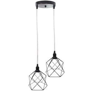 Pendente Aramado Duplo Cálice Luminária Lustre Cabo Cristal Retrô Vintage Agp Industrial Luxo