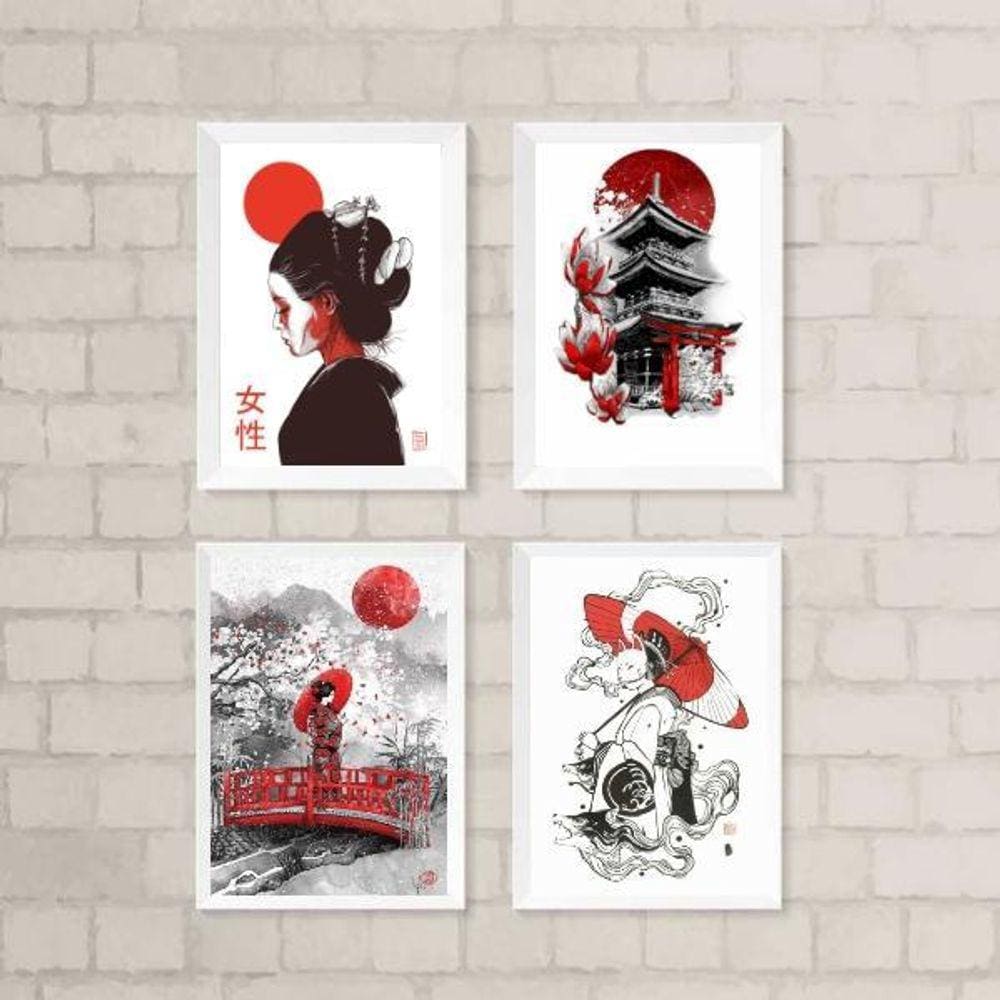 Quadros Decorativos Artes Orientais 33x24cm - Vidro - Preto