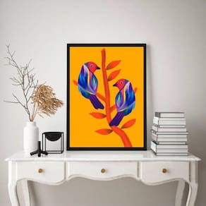 Quadro Decorativo Araras Tropical 33X24Cm - Com Vidro