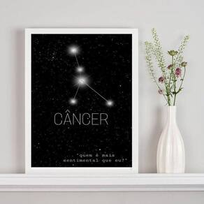 Quadro Constelação Signo Câncer 45x34cm Madeira Branca