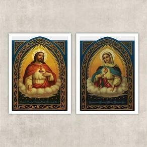 Quadros Sacros Jesus E Maria - 24x18cm - Madeira