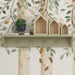 Prateleira Infantil 4 Cabideiros 100cm Tudor Verde