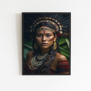 Quadro Decorativo Cabocla Jurema 33x24cm - Madeira Preta