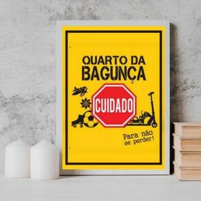 Quadro Placa Quarto Da Bagunça 24X18Cm Preta