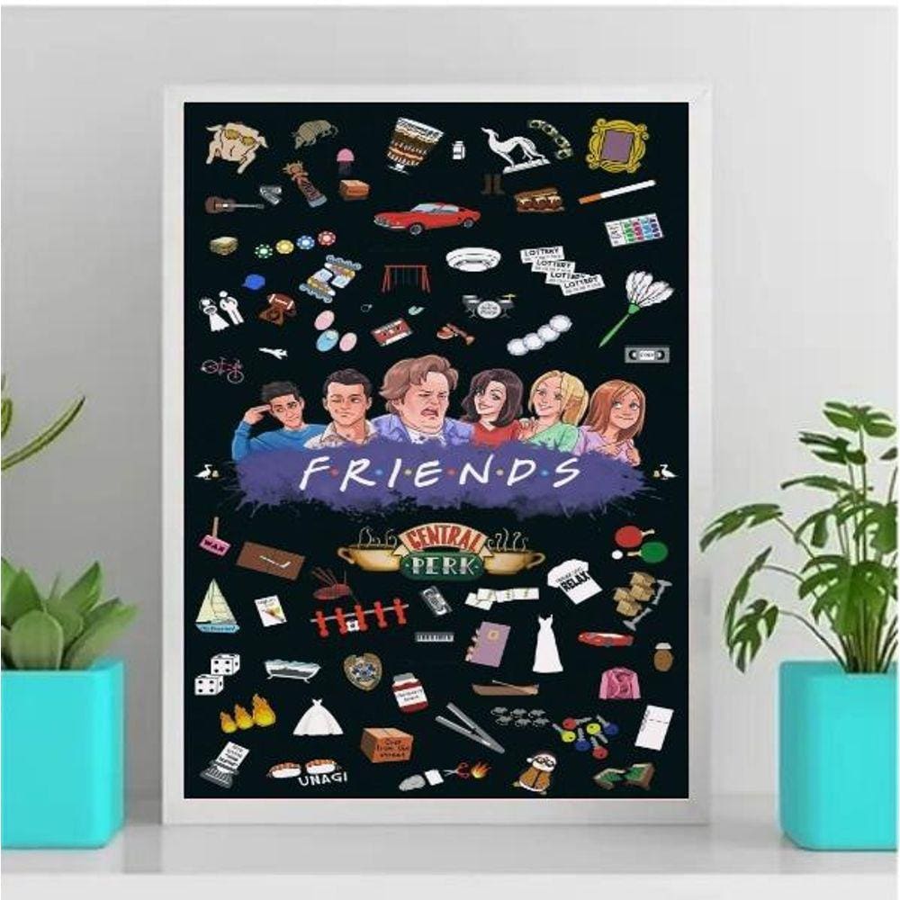 Quadro decorativo Friends ícones 24x18cm - com vidro