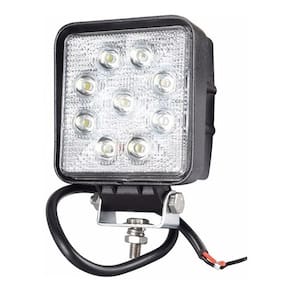 Farol de milha 9 Leds 27w Led Quadrado Universal Branco Frio Carro Moto Off Road Trator Caminhao Onibus Suv Trilhas